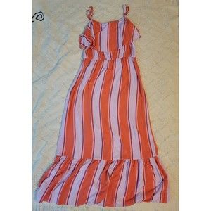 Old Navy Vertical Striped Spaghetti Strap Summer Dress Tall S Pink Coral Small